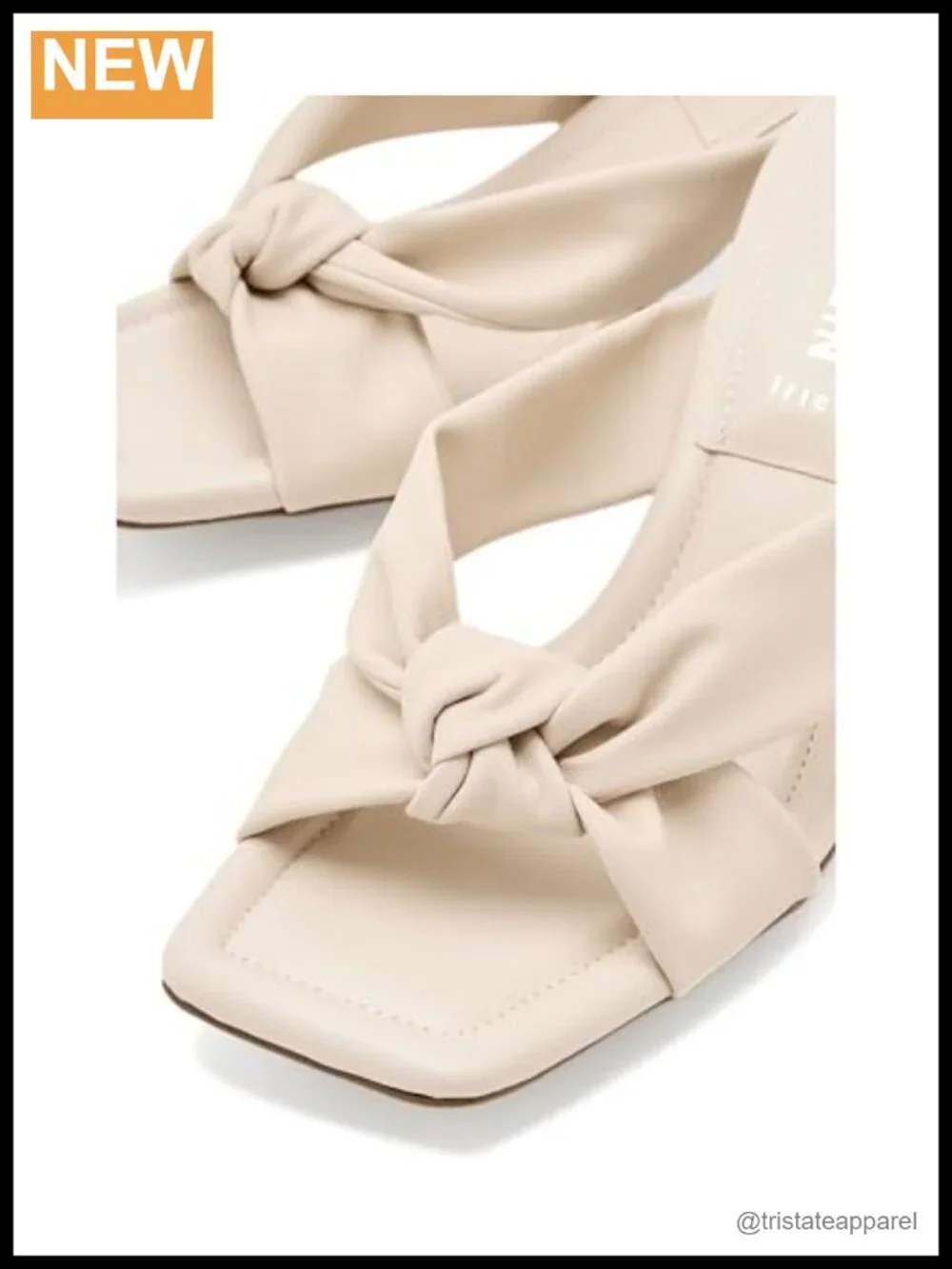 Knotted Heeled Sandal Platform PU 3in Flared Heel Slip On